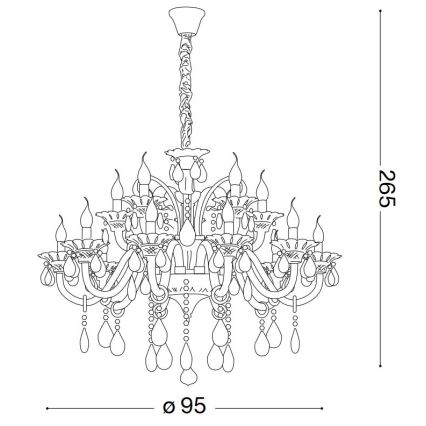 Ideal Lux - Křišťálový lustr na řetězu COLOSSAL 15xE14/40W/230V pr. 95 cm šedá/lesklý chrom
