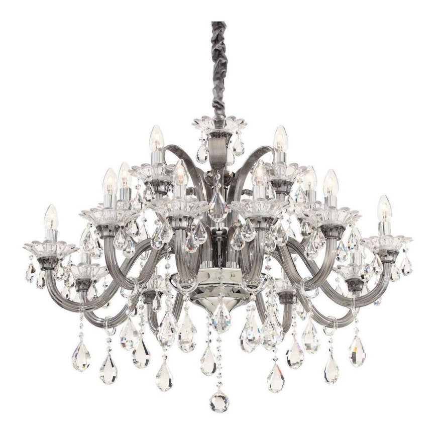 Ideal Lux - Křišťálový lustr na řetězu COLOSSAL 15xE14/40W/230V pr. 95 cm šedá/lesklý chrom