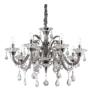 Ideal Lux - Křišťálový lustr na řetězu COLOSSAL 8xE14/40W/230V pr. 78 cm šedá/lesklý chrom