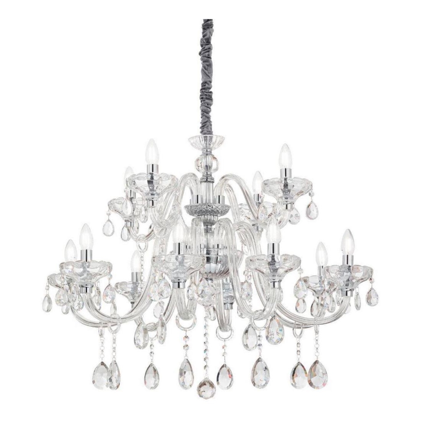 Ideal Lux - Křišťálový lustr na řetězu CONTINENTAL 12xE14/40W/230V pr. 86 cm čirá