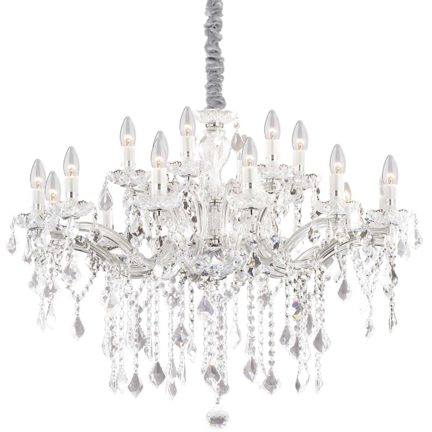 Ideal Lux - Křišťálový lustr na řetězu FLORIAN 18xE14/40W/230V pr. 86 cm čirá