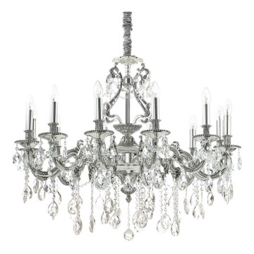 Ideal Lux - Křišťálový lustr na řetězu GIOCONDA 12xE14/40W/230V pr. 90 cm stříbrná