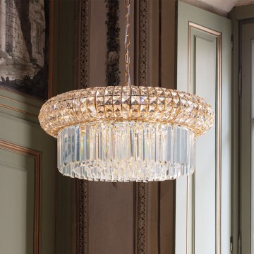 Ideal Lux - Křišťálový lustr na řetězu NABUCCO 12xE14/40W/230V pr. 60 cm zlatá