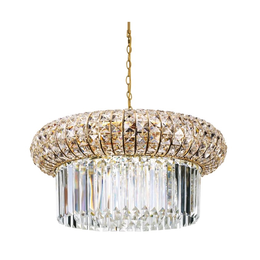 Ideal Lux - Křišťálový lustr na řetězu NABUCCO 12xE14/40W/230V pr. 60 cm zlatá