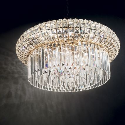 Ideal Lux - Křišťálový lustr na řetězu NABUCCO 12xE14/40W/230V pr. 60 cm zlatá