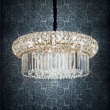 Ideal Lux - Křišťálový lustr na řetězu NABUCCO 12xE14/40W/230V pr. 60 cm zlatá