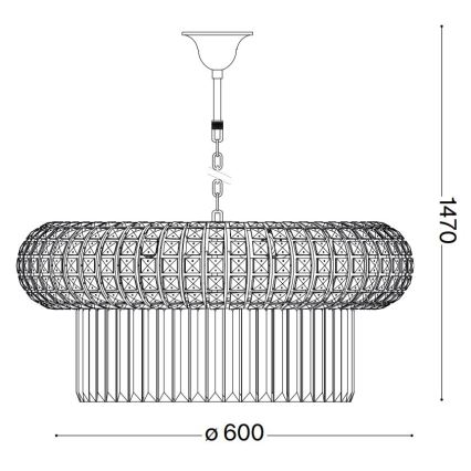 Ideal Lux - Křišťálový lustr na řetězu NABUCCO 12xE14/40W/230V pr. 60 cm zlatá