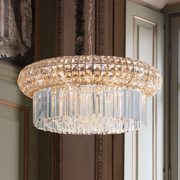 Ideal Lux - Křišťálový lustr na řetězu NABUCCO 16xE14/40W/230V pr. 70 cm zlatá