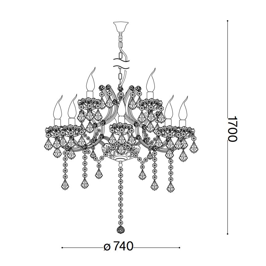 Ideal Lux - Křišťálový lustr na řetězu NAPOLEON 12xE14/40W/230V pr. 74 cm zlatá
