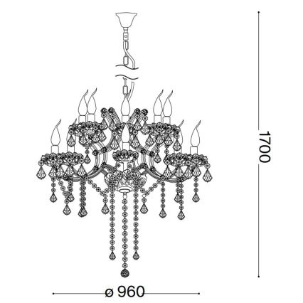 Ideal Lux - Křišťálový lustr na řetězu NAPOLEON 18xE14/40W/230V pr. 96 cm lesklý chrom