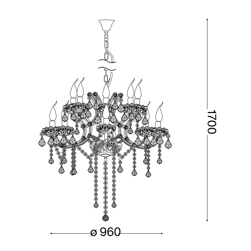 Ideal Lux - Křišťálový lustr na řetězu NAPOLEON 18xE14/40W/230V pr. 96 cm lesklý chrom