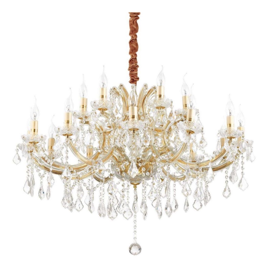 Ideal Lux - Křišťálový lustr na řetězu NAPOLEON 18xE14/40W/230V pr. 96 cm zlatá