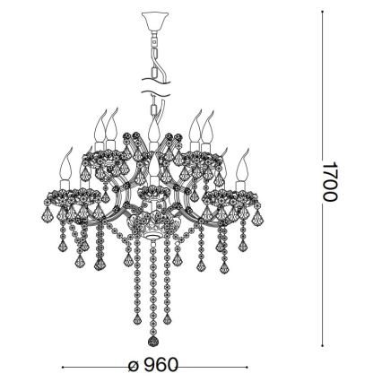 Ideal Lux - Křišťálový lustr na řetězu NAPOLEON 18xE14/40W/230V pr. 96 cm zlatá