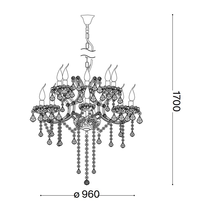 Ideal Lux - Křišťálový lustr na řetězu NAPOLEON 18xE14/40W/230V pr. 96 cm zlatá