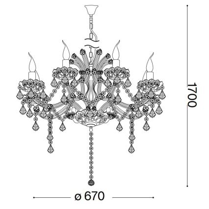 Ideal Lux - Křišťálový lustr na řetězu NAPOLEON 8xE14/40W/230V pr. 67 cm zlatá