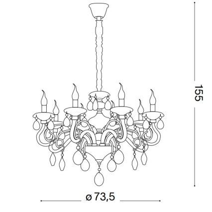 Ideal Lux - Křišťálový lustr na řetězu NEGRESCO 8xE14/28W/230V pr. 73,5 cm čirá