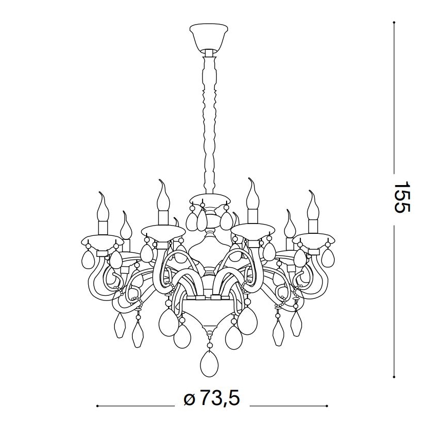 Ideal Lux - Křišťálový lustr na řetězu NEGRESCO 8xE14/28W/230V pr. 73,5 cm čirá