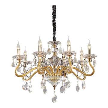 Ideal Lux - Křišťálový lustr na řetězu NEGRESCO 8xE14/28W/230V pr. 73,5 cm zlatá