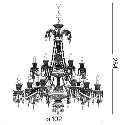 Ideal Lux - Křišťálový lustr na řetězu REDENTORE 18xE14/40W/230V pr. 102 cm čirá