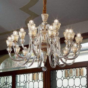 Ideal Lux - Křišťálový lustr na řetězu STRAUSS 18xE14/40W/230V pr. 85 cm mosaz