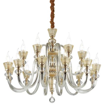 Ideal Lux - Křišťálový lustr na řetězu STRAUSS 18xE14/40W/230V pr. 85 cm mosaz