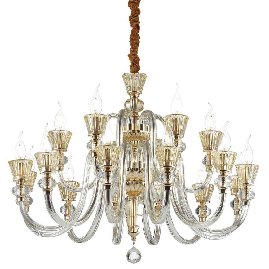 Ideal Lux - Křišťálový lustr na řetězu STRAUSS 18xE14/40W/230V pr. 85 cm mosaz