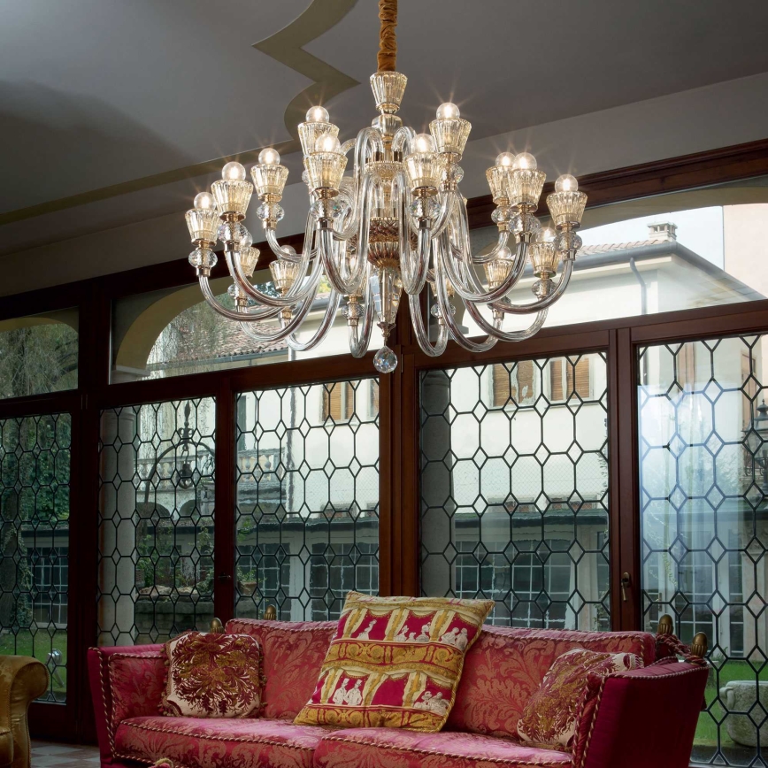 Ideal Lux - Křišťálový lustr na řetězu STRAUSS 18xE14/40W/230V pr. 85 cm mosaz