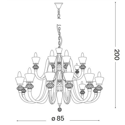 Ideal Lux - Křišťálový lustr na řetězu STRAUSS 18xE14/40W/230V pr. 85 cm mosaz