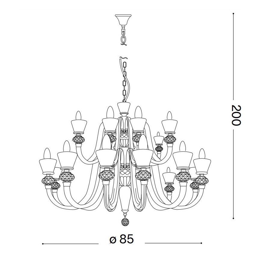 Ideal Lux - Křišťálový lustr na řetězu STRAUSS 18xE14/40W/230V pr. 85 cm mosaz