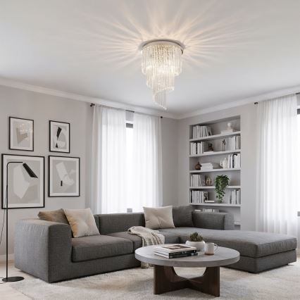 Ideal Lux - Křišťálový přisazený lustr CARLTON 12xE14/40W/230V pr. 50 cm lesklý chrom