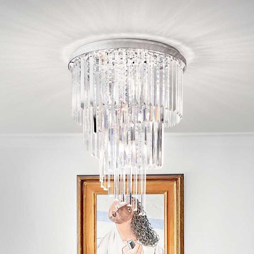 Ideal Lux - Křišťálový přisazený lustr CARLTON 12xE14/40W/230V pr. 50 cm lesklý chrom