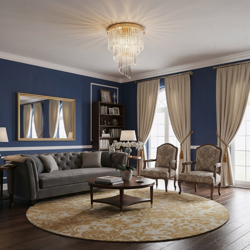 Ideal Lux - Křišťálový přisazený lustr CARLTON 12xE14/40W/230V pr. 50 cm zlatá