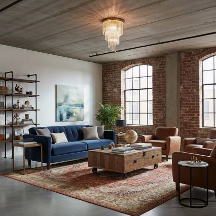 Ideal Lux - Křišťálový přisazený lustr CARLTON 12xE14/40W/230V pr. 50 cm zlatá