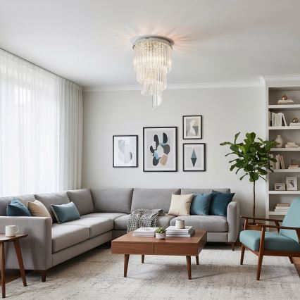 Ideal Lux - Křišťálový přisazený lustr CARLTON 8xE14/40W/230V pr. 40 cm lesklý chrom