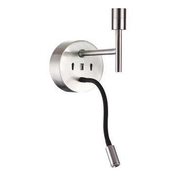 Ideal Lux - LED Flexibilní lampa s monturou SET UP 1xE27/42W + LED/3W/230V CRI 90 USB lesklý chrom