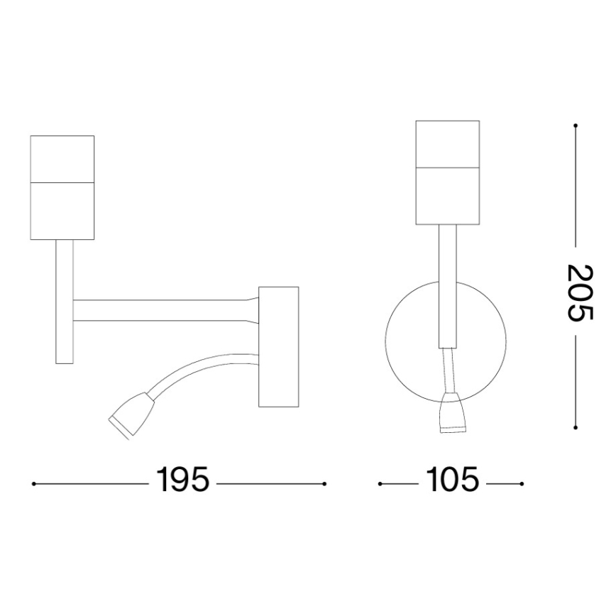 Ideal Lux - LED Flexibilní lampa s monturou SET 1xE27/42W + LED/3W/230V CRI 90 USB zlatá