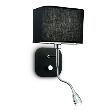 Ideal Lux - LED Flexibilní nástěnná lampa 1xE14/40W/230V + LED/1W/230V černá