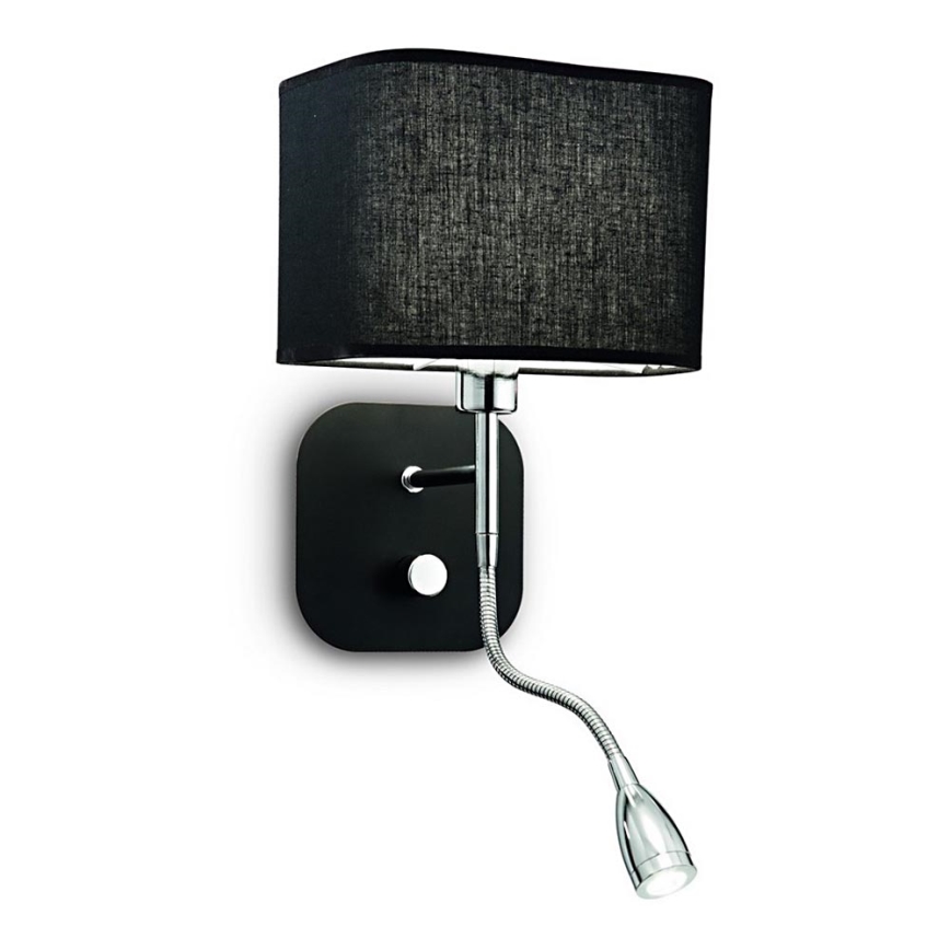 Ideal Lux - LED Flexibilní nástěnná lampa 1xE14/40W/230V + LED/1W/230V černá