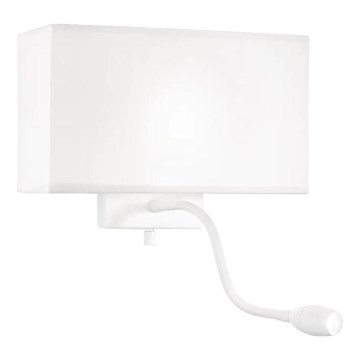 Ideal Lux - LED Flexibilní nástěnná lampa HOTEL 1xE27/60W/230V + LED/1,5W bílá