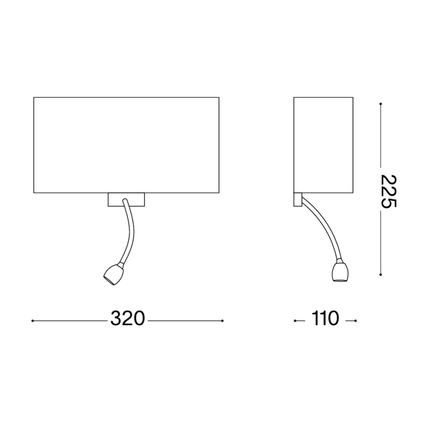 Ideal Lux - LED Flexibilní nástěnná lampa HOTEL 1xE27/60W + LED/1,5W/230V