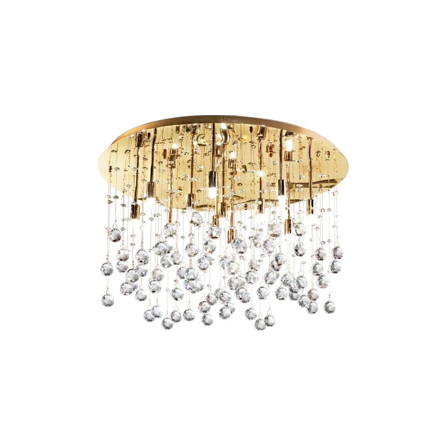 Ideal Lux - LED Křišťálové stropní svítidlo MOONLIGHT 15xG9/3W/230V pr. 80 cm zlatá