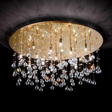 Ideal Lux - LED Křišťálové stropní svítidlo MOONLIGHT 15xG9/3W/230V pr. 80 cm zlatá