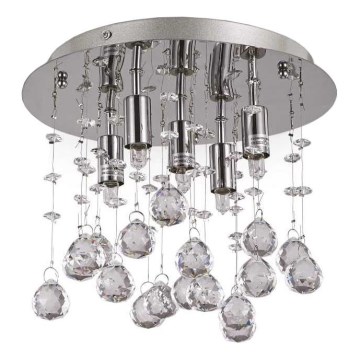 Ideal Lux - LED Křišťálové stropní svítidlo MOONLIGHT 5xG9/3W/230V pr. 26 cm lesklý chrom