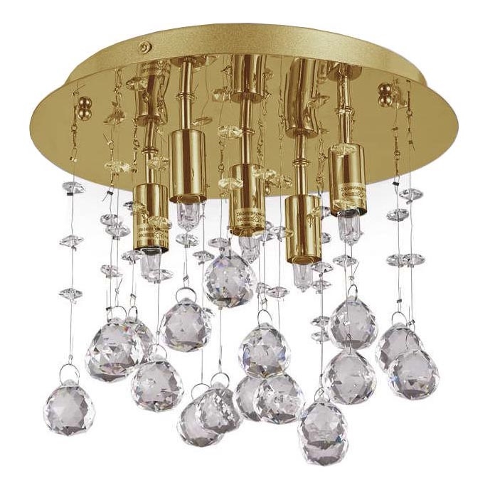 Ideal Lux - LED Křišťálové stropní svítidlo MOONLIGHT 5xG9/3W/230V pr. 26 cm zlatá