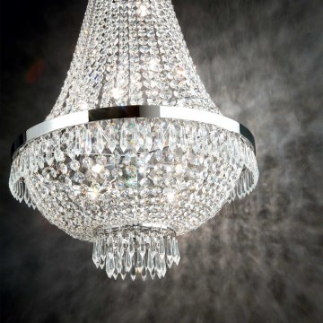 Ideal Lux - LED Křišťálový lustr na řetězu CAESAR 12xG9/3W/230V pr. 55 cm lesklý chrom