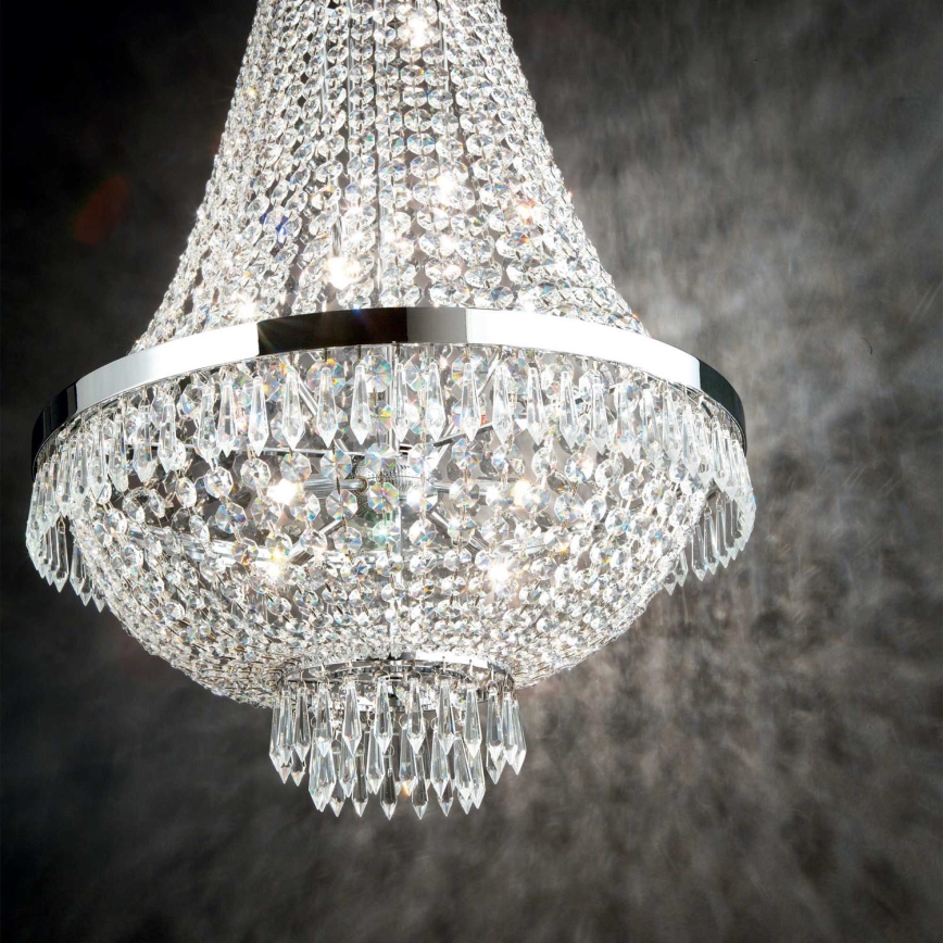 Ideal Lux - LED Křišťálový lustr na řetězu CAESAR 12xG9/3W/230V pr. 55 cm lesklý chrom