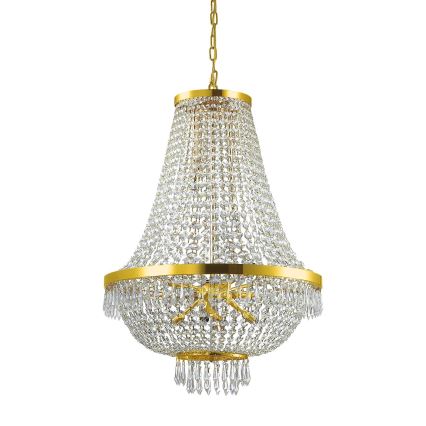 Ideal Lux - LED Křišťálový lustr na řetězu CAESAR 12xG9/3W/230V pr. 55 cm zlatá