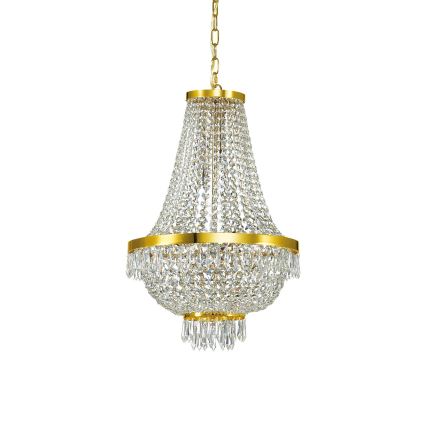 Ideal Lux - LED Křišťálový lustr na řetězu CAESAR 9xG9/3W/230V pr. 45 cm zlatá
