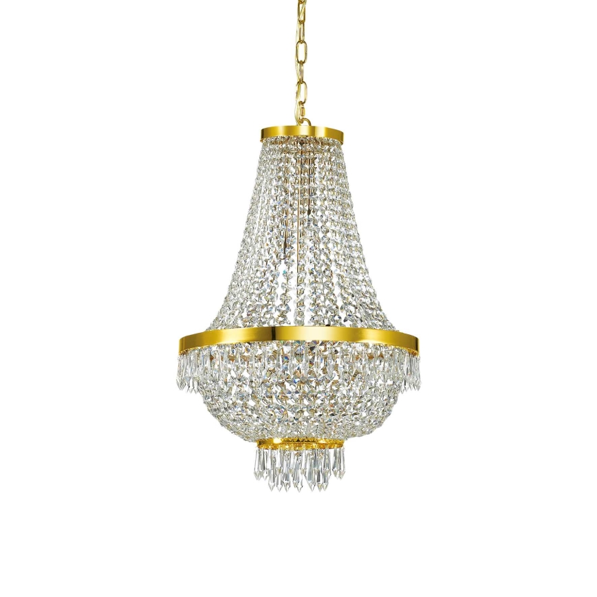 Ideal Lux - LED Křišťálový lustr na řetězu CAESAR 9xG9/3W/230V pr. 45 cm zlatá