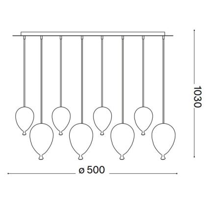 Ideal Lux - LED Lustr na lanku CLOWN 8xG9/3W/230V pr. 50 cm pestrobarevná